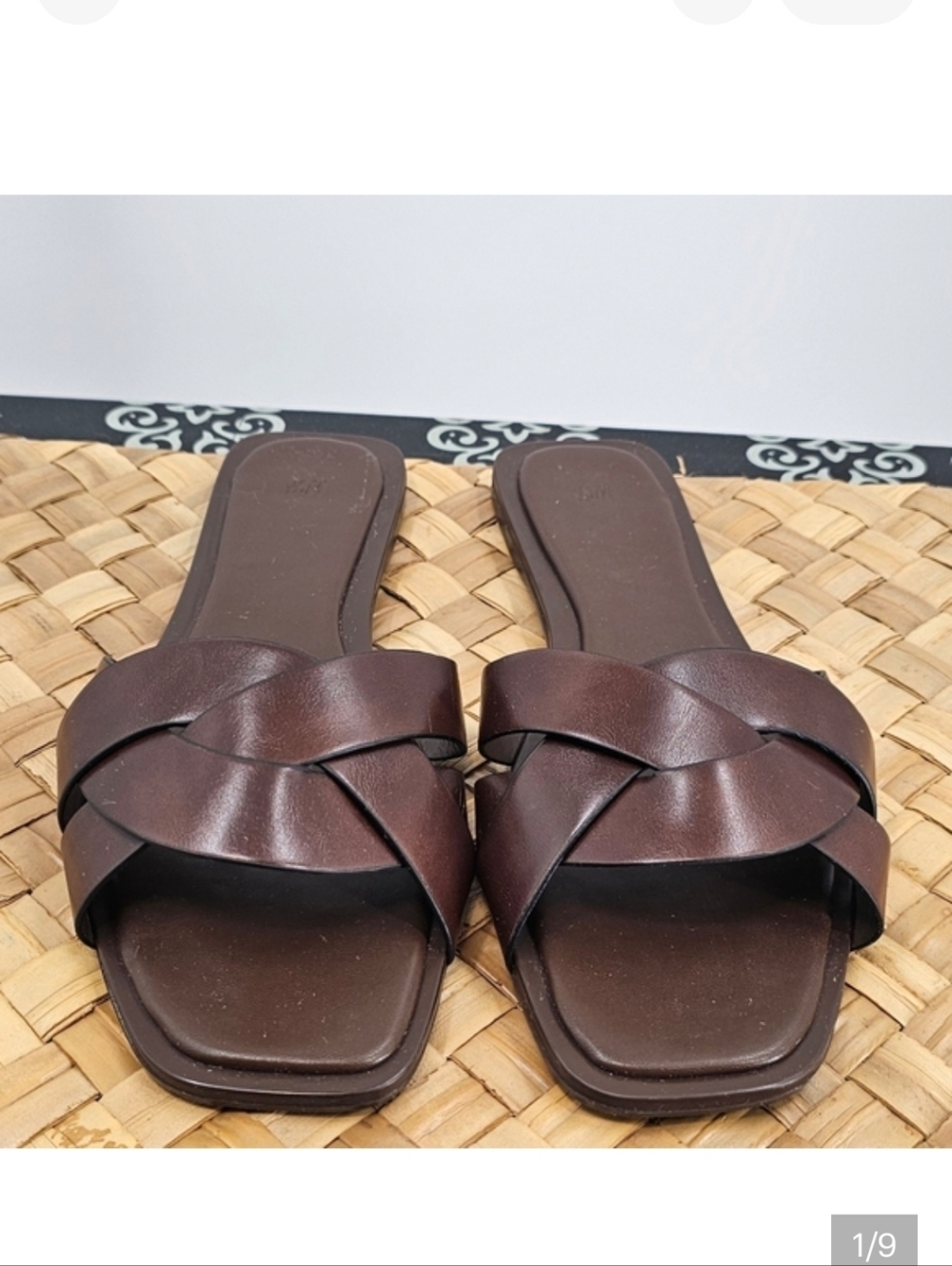 H&M Brown Braided Sandal Slides Size 41